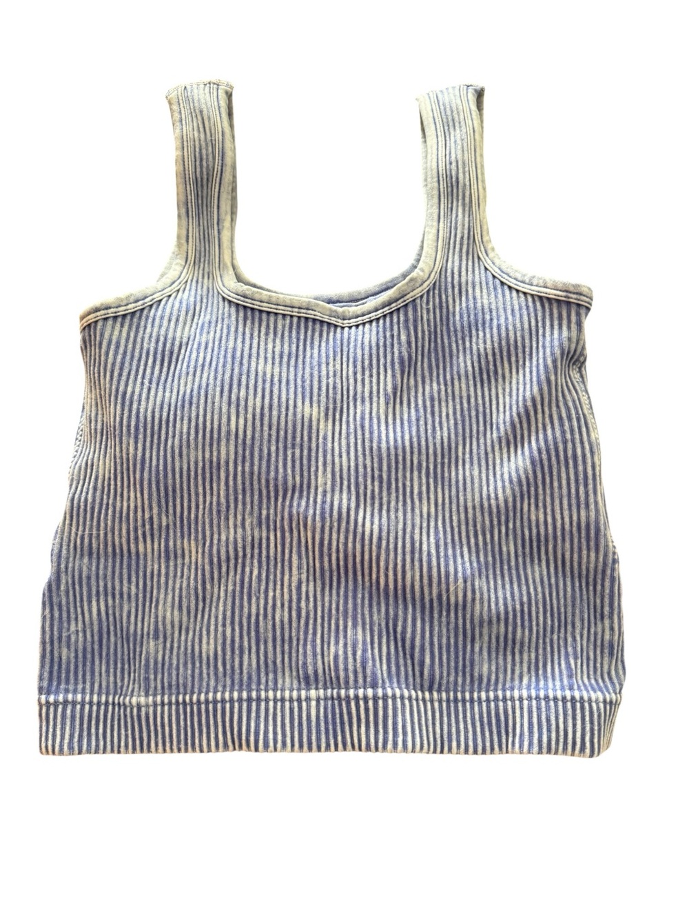 Zenana Washed Ribbed Cropped Tank Top with Built In Shaped Bra Large
